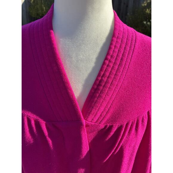 Vanity Fair Night Robe House Coat L Fuchsia Velour Snap Closure Granny Core - Picture 6 of 10